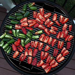 Capsicums on the grill